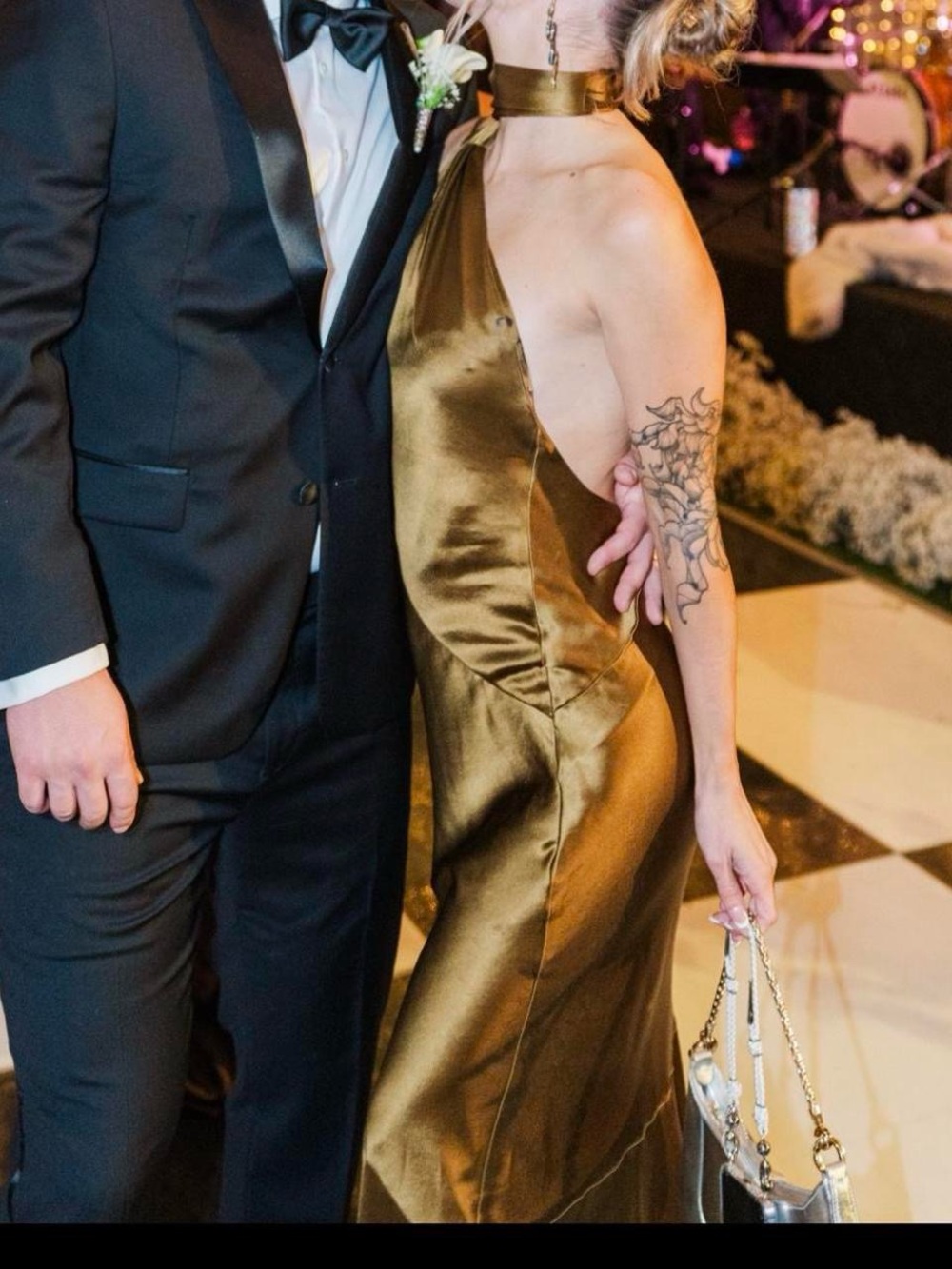 Retrofete Mustard One-Shoulder Satin Maxi Dress - Picture 6 of 8